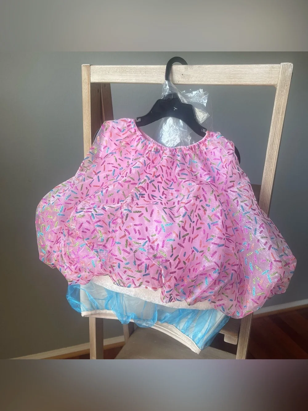 Toddler Cupcake Costume Pink Sprinkles Frosting Tunic Blue Tulle Cherry Headband
